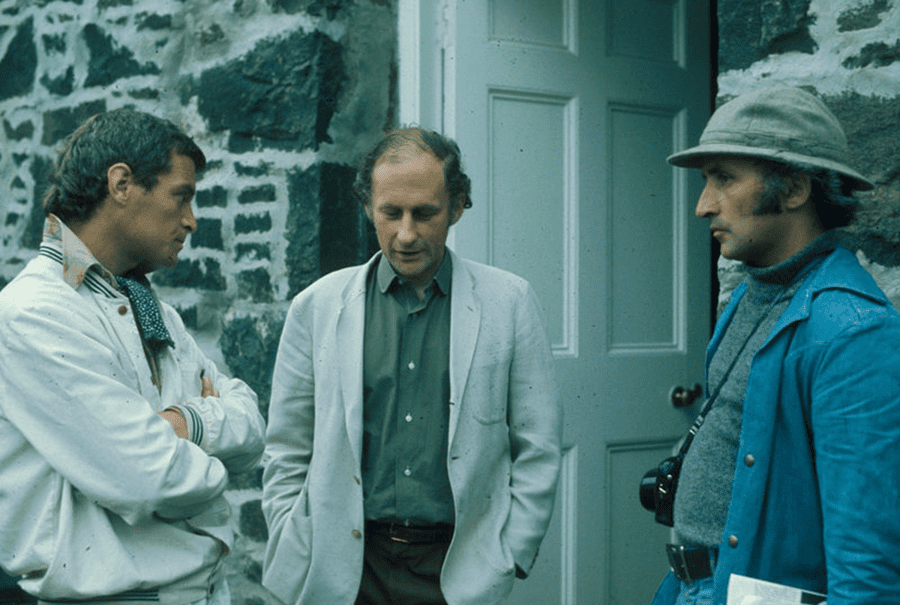 Sir-Iain-Noble-Richard-Demarco-Paul-Neagu-At-Sabhal-Mor-Ostaig-1975 Edinburgh Arts 1975, L-R Paul Neagu, Sir Iain Noble, Richard Demarco at Sabhal Mòr Ostaig