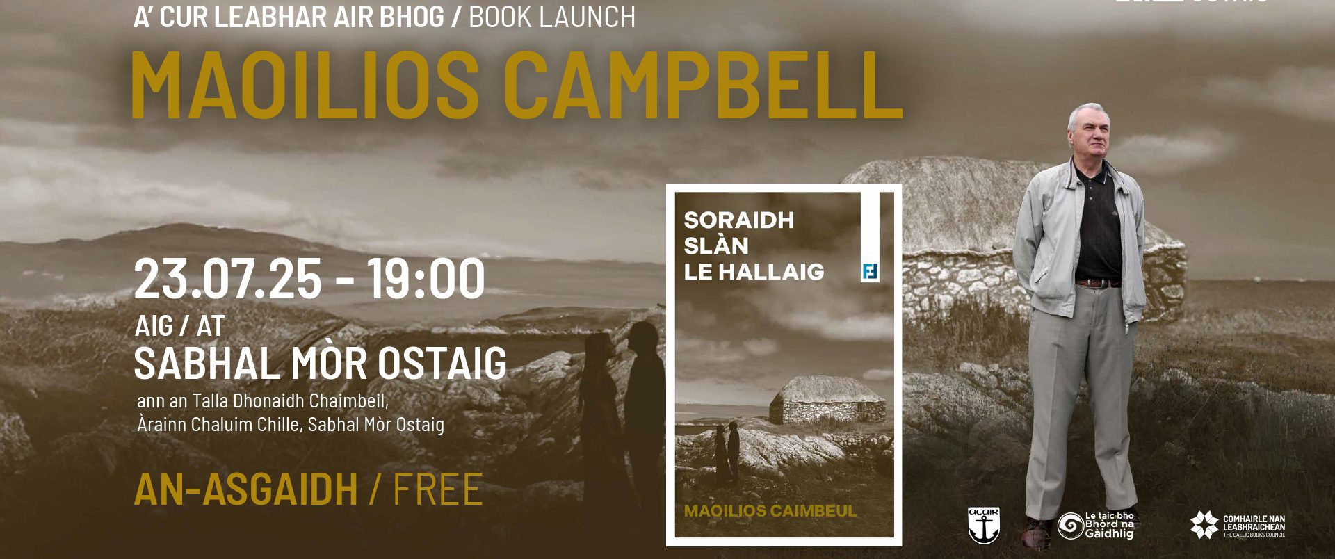 campus digital screen- M.Campbell - Book launch Soraidh Slàn le Hallaig le Maoilios Caimbeul